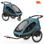 2in1 bike trailer Dryk Duo for 2 children (up to 44 kg) - Bike Trailer & City Buggy - Petrol