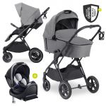 4in1 Kinderwagen-Set Vision X - Black inkl. i-Size Babyschale, Isofix Basis und XXL Zubehörpaket - Melange Grey