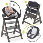 Alpha Charcoal Selectline Newborn Set Deluxe - 4-piece high chair + 2in1 newborn attachment (adjustable) + seat cushion