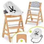 Alpha Move Nature 5-piece newborn set Light Grey - high chair + newborn attachment & rocker + dining board + seat cushion Nordic Grey