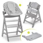 Alpha Plus Grey XL Newborn Set - High Chair + 2in1 Attachment + Alpha Tray Eating Board + Seat Pad - Nordic Grey