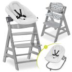 Alpha Plus Grey 4-piece newborn set Light Grey - high chair + newborn attachment & rocker + Nordic Grey seat cushion