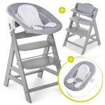Alpha Plus Grey Newborn Set - 4 pcs. high chair + newborn attachment & rocker Stretch Grey + seat cushion