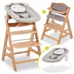 Alpha Plus Nature Newborn Set Powder Bunny - 4 pcs High Chair + Newborn Attachment + Seat Cushion Beige
