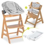 Alpha Plus Nature XL Newborn Set - High Chair + 2in1 Attachment + Alpha Tray Eating Board + Seat Cover - Nordic Grey