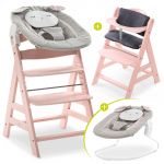 Alpha Plus Rose Newborn Set Powder Bunny - 4-piece high chair + newborn attachment + seat cushion Grey