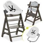 Alpha Plus Select Charcoal 4-piece newborn set Light Grey - high chair + newborn attachment & rocker + Nordic Grey seat cushion