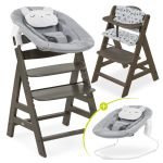 Alpha Plus Select Charcoal 4-tlg. Newborn Set Pastell Bear - Hochstuhl + Neugeborenenaufsatz + Sitzkissen Nordic Grey