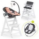 Alpha Plus White Newborn Set Deluxe - 4-piece high chair + 2in1 newborn insert (adjustable) + seat cushion