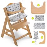 High chair Alpha Nature - in economy set incl. wooden dining board and seat cushion Nordic Grey