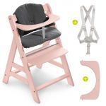 High chair Alpha Plus Rose - in economy set incl. seat cushion Jersey Charcoal - Pink