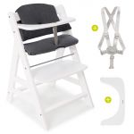 High chair Alpha Plus White - in economy set incl. seat cushion Jersey Charcoal - White