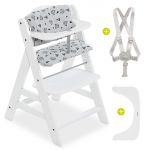High chair Alpha Plus White - in economy set incl. seat cushion Nordic Grey - White