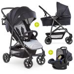 Kinderwagen-Set Rapid 4S Plus Trioset mit Babywanne, Autositz und Sportwagen (bis 25 kg) - Caviar Silver