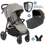 2in1 baby carriage set Litetrax Pro Air up to 22 kg load capacity with pneumatic tires, push bar storage compartment, carrycot Ramble, adapter & accessories package - Pebble