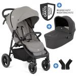 2in1 baby carriage set Litetrax Pro up to 22 kg load capacity with push bar storage compartment, Ramble carrycot, adapter & accessories package - Pebble