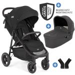 2in1 baby carriage set Litetrax Pro up to 22 kg load capacity with push bar storage compartment, Ramble carrycot, adapter & accessories package - Shale