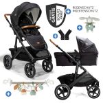 2in1 Vinca baby carriage set for baby carriages up to 22 kg with baby carriage chain & ring grab rail - telescopic push bar, seat unit, Ramble XL carrycot, adapter & accessory pack - Signature - Eclipse