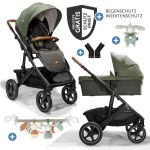 2in1 Vinca baby carriage set for baby carriages up to 22 kg with baby carriage chain & ring grab rail - telescopic push bar, seat unit, Ramble XL carrycot, adapter & accessory pack - Signature - Pine