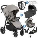 4in1 baby carriage set Litetrax Pro Air up to 22 kg load capacity with pneumatic tires, push bar storage compartment, i-Snug 2 infant car seat, Ramble carrycot, adapter, Isofix base & accessories package - Pebble