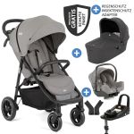 4in1 baby carriage set Litetrax Pro up to 22 kg load capacity with push bar storage compartment, i-Snug 2 infant car seat, Ramble carrycot, adapter, Isofix base & accessories package - Pebble