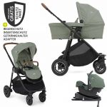 4in1 Kombi-Kinderwagen-Set Versatrax mit Babyschale, Babywanne, Isofix-Basis, Adapter & XXL-Zubehörpaket - Laurel