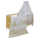 Complete baby crib set Leni incl. bed linen, canopy, nest & mattress 70 x 140 cm - play bear - nature