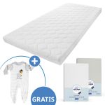 Baby crib mattress Baby Soft 70 x 140 cm incl. 2 fitted sheets + FREE romper & shirt - Let`s have a party