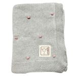 Knots baby blanket in knitted look made of 100% organic cotton 80 x 100 cm - Light Grey / Knots Pink