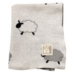 Baby blanket Sheep in knitted look made of 100% organic cotton 80 x 100 cm - Natural Combo