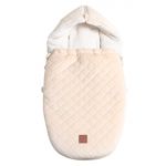 Fleece-Fußsack Velvet Hoody für Babyschale und Babywanne - Beige