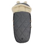 Fleece footmuff XL Ears Wool lining made from 100% sheep's wool for baby carriages and buggies - Anthracite Melange