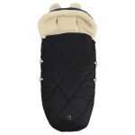 Fleece footmuff XL Ears Wool lining made from 100% sheep's wool for baby carriages and buggies - Black