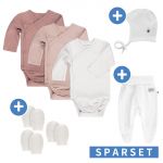 8-piece swaddle bodysuit set incl. romper pants, first hat & 3 pairs of scratch mittens - Berry White - Gr. 50/56
