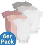 Baby bodysuit short sleeve OEKO-TEX® 6 pack - Rose Gray - Size 98