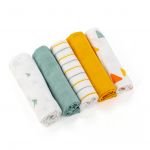 Gauze diapers / muslin cloths / burp cloths OEKO-TEX® pack of 5 70 x 70 cm - Yellow Green
