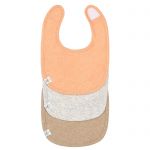 Velcro bib 3-pack Newborn Bib made from organic cotton - Apricot / Light Grey / Nature Melange