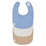 Velcro bib 3-pack Newborn Bib made from organic cotton - Blue / Light Grey / Nature Melange