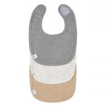 Velcro bib 3-pack Newborn Bib made from organic cotton - Dark Grey / Light Grey / Nature Melange
