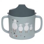 Double Handle Sippy Cup - Tiny Farmer - Sheep & Goose - Blue
