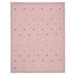 Strick-Kuscheldecke aus Bio-Baumwolle 80 x 110 cm - Dots - Dusky Pink