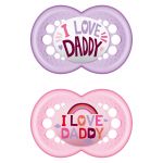 Schnuller 2er Pack Original - Silikon 6-16 M - I Love Daddy - Rosa