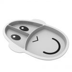 Eating plate with silicone divider - Monkey - Gray