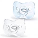 Pacifier Soft Silicone DUO 0-6 M - Light Blue & Transparent