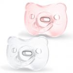Pacifier Soft Silicone DUO 0-6 M - Light Pink & Transparent