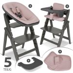 Yippy Newborn Set (5-tlg.) Hochstuhl + Neugeborenen Aufsatz + Sitzkissen + Starter-Set + Tisch & Essbrett - Cloud