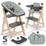Yippy Newborn Set (5-tlg.) Hochstuhl + Neugeborenen Aufsatz + Sitzkissen + Starter Set + Tisch & Essbrett - Stone