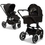 2in1 Resea+ baby carriage with a load capacity of up to 22 kg - pneumatic tires, convertible seat unit, carrycot & telescopic pushchair, - Edition - Black