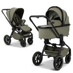 2in1 Resea+ baby carriage with a load capacity of up to 22 kg - pneumatic tires, convertible seat unit, carrycot & telescopic pushchair, - Edition - Moss Green