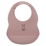 Silicone Bib with Catch Bowl - Dusty Pink